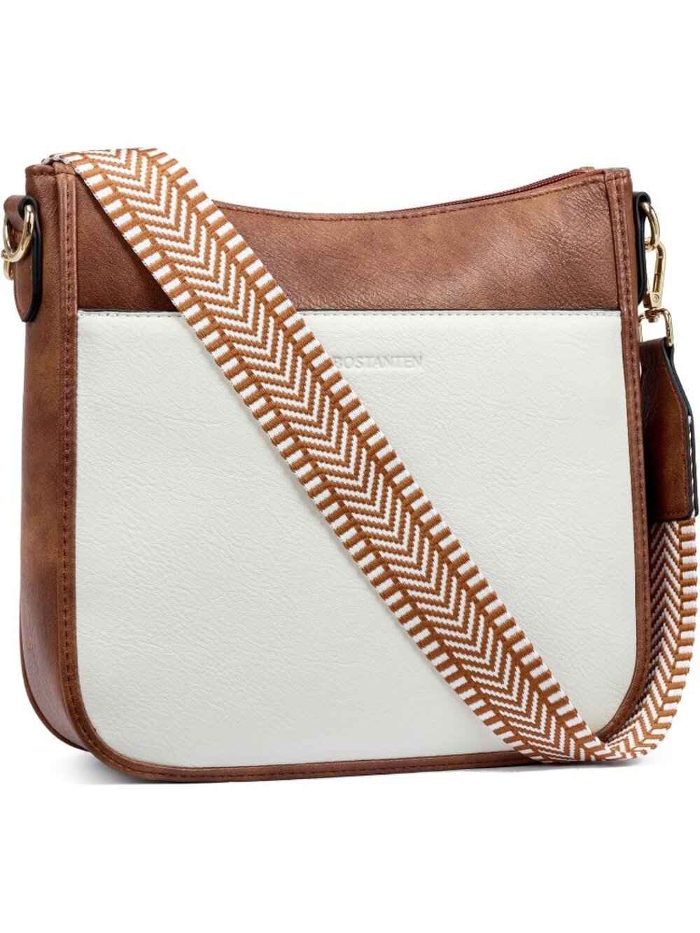 Women's Beige Leather Crossbody Bag Purse Ladies Hobo with Adjustable Strap